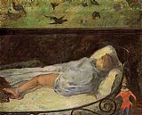 Paul Gauguin Famous Paintings - Young Girl Dreaming